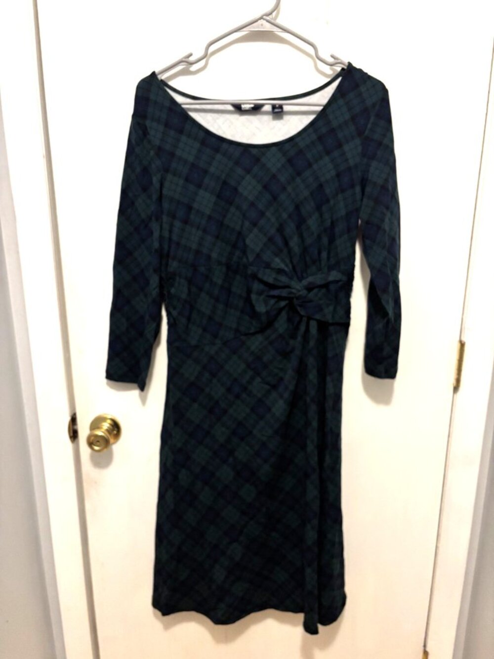 NEW Lands End Womens SZ Small Tartan Plaid Faux Wrap Stretch Dress